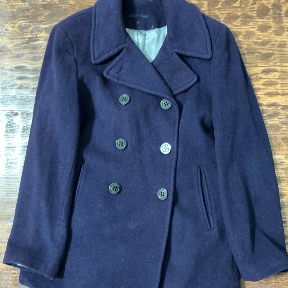 Calvin Klein Dark Blue Pea Coat - Picture 7 of 7
